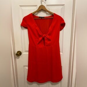 19 Cooper Pretty Red V-Neck Short Sleeve Mini Cocktail Dress w/Tie front Size L